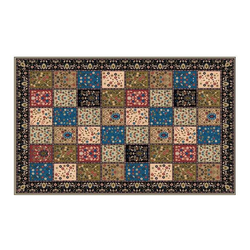 Multicolor Carpet Retro Tribal Symbols Area Rug Polyester Home Decor Rug with Anti-Slip Backing