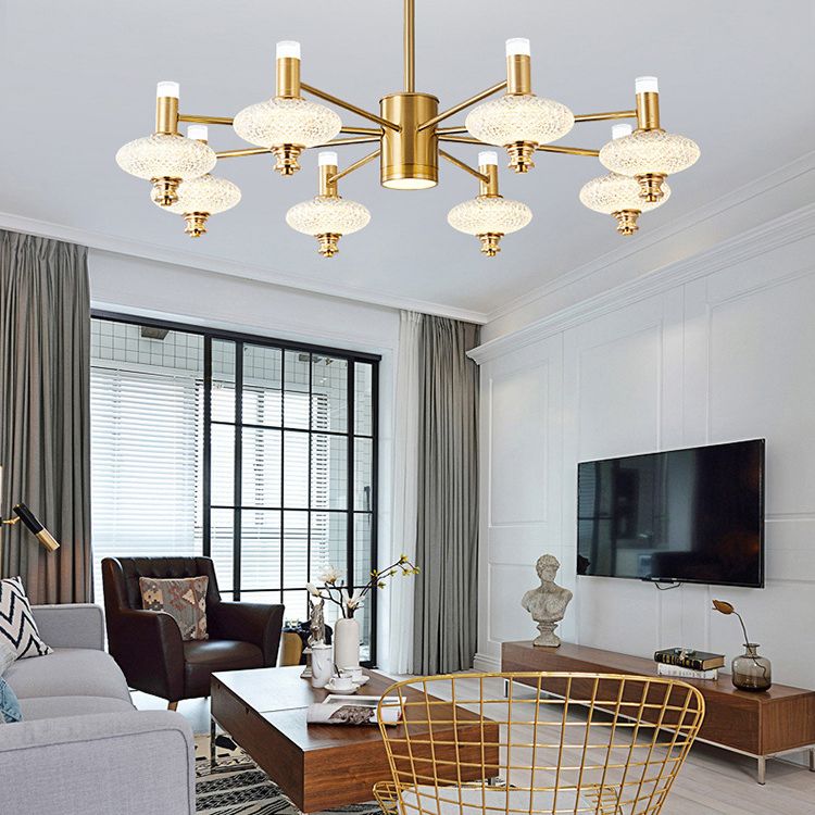 Metal Sputnik Candelier Minimalista Ligera Led con luz acrílica de cuentas