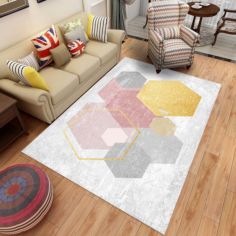 Contemporary Style Rug Polyester Abstract Printing Carpet Washable Rug for Living Room