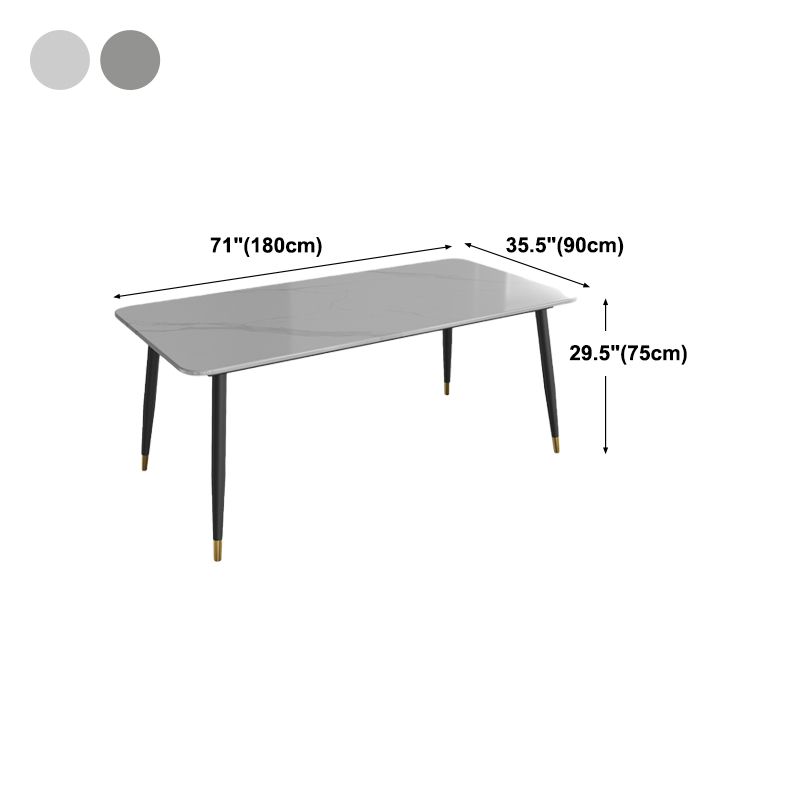 Traditional Luxury Dining Table Rectangle Sintered Stone Table with 4 Legs