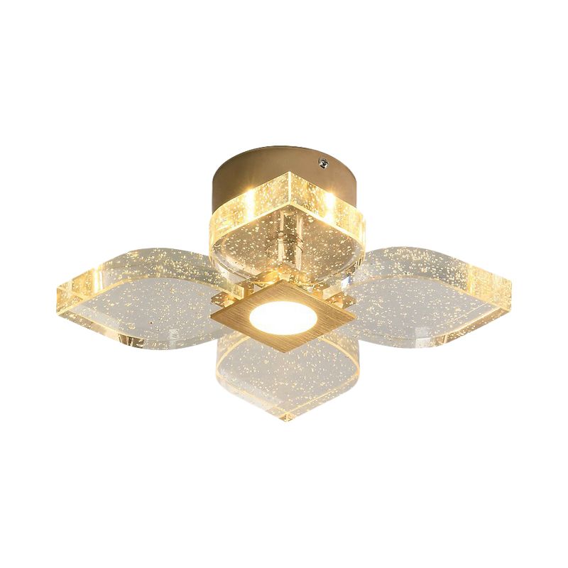 Lampada a soffitto cristallino dell'acqua fiorita modernista a LED LED illuminazione a montaggio a filo in oro, luce calda/bianca