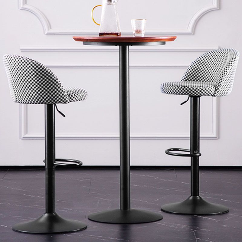 Contemporary Adjustable Height Footrest Barstool Matte Finish Upholstered Stool