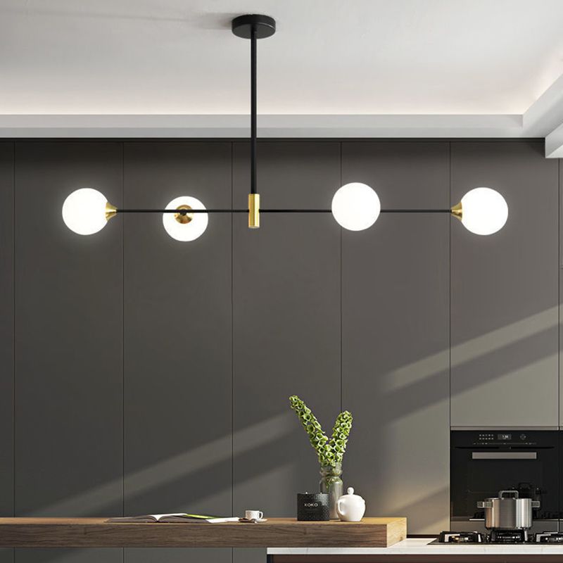 Linear Ceiling Pendant Light Minimalist Glass Hanging Lamp in Black