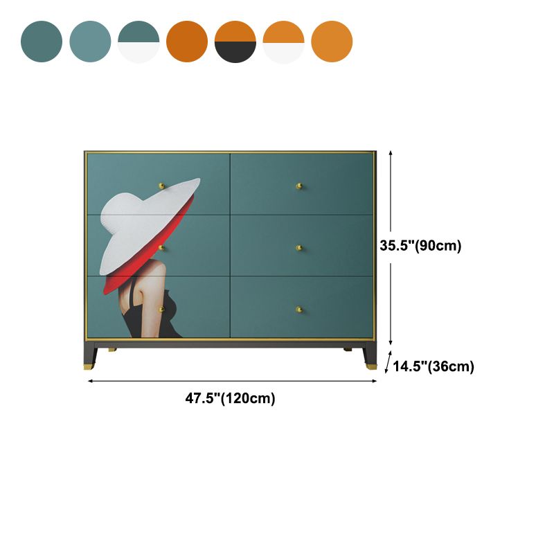 6-Drawer Simple Sideboard 47.5"L Modern Engineered Wood Buffet Table for Living Room