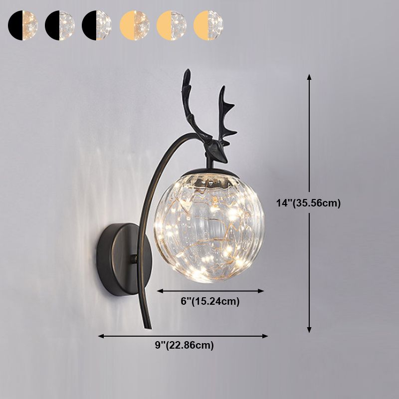 1 Light Spherical Wall Sconce Modern Style Glass Wall Lighting for Restaurant