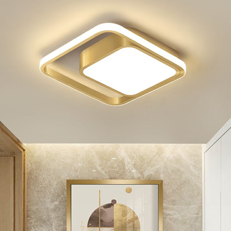 Vierkante Flush Opgezette Lamp Acryl Minimalistische LED Plafond Lamp in Goud