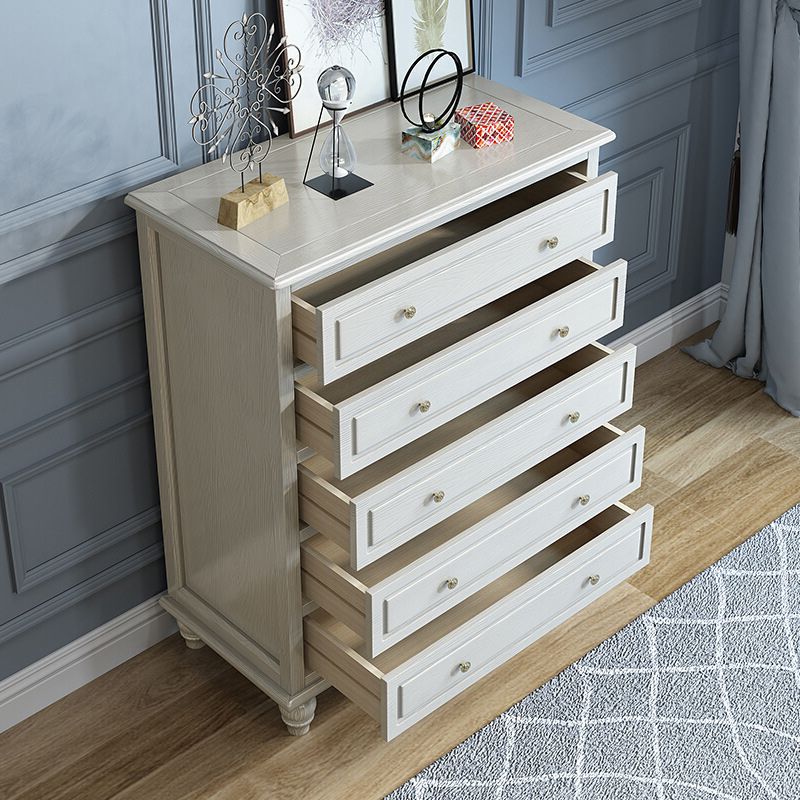 Contemporary Accent Chest with 5 Drawers and Bun Feet in Solid Wood