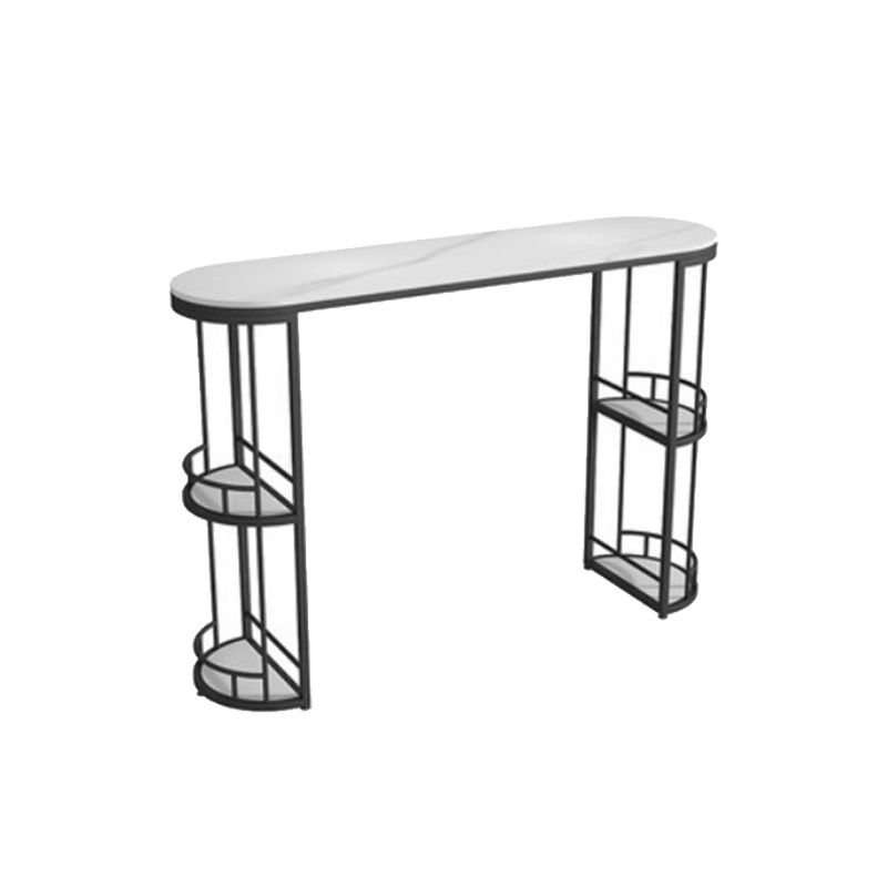 Modern Stone Ellipse Bar Table Storable Table for Living Room