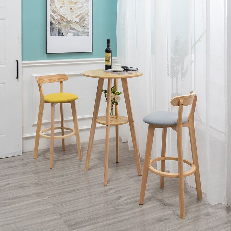 1/3 Pieces Modern Solid Wood Round Pub Table with High Stools