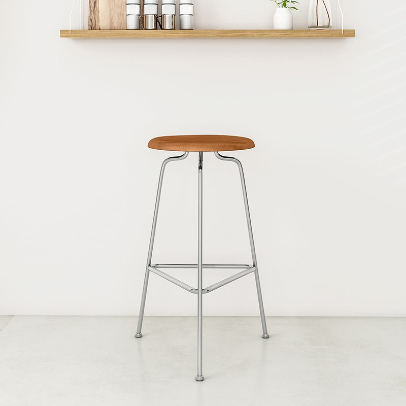 Contemporary Armless Round Backless Bar Stool with Metal Base