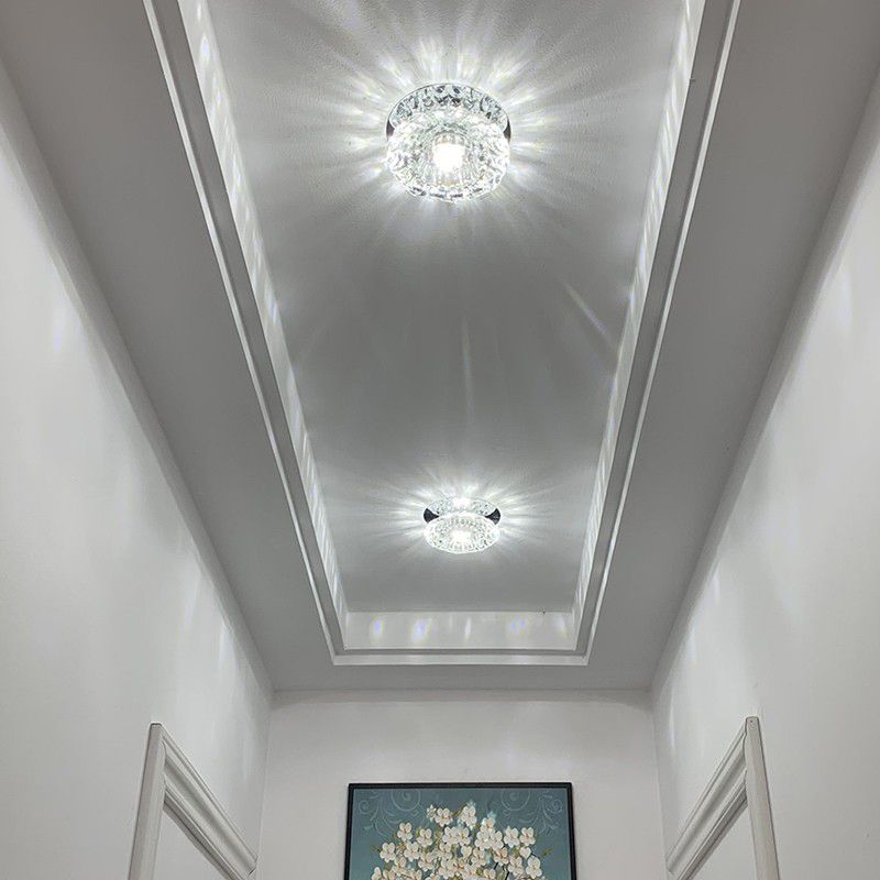 Modern Mini Crystal Ceiling Light Hallway LED Flush Mount Lamp with Hole 1.9-3.2" Dia