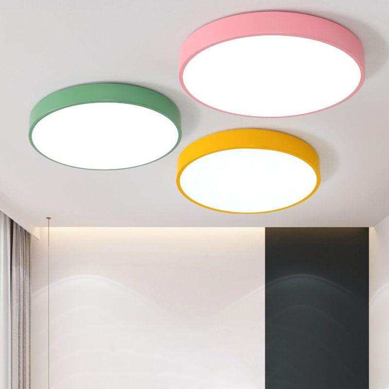 Multi Color Optional LED Ceiling Light Nordic Style Round Macaroon Lighting Fixture for Bedroom Dining Room