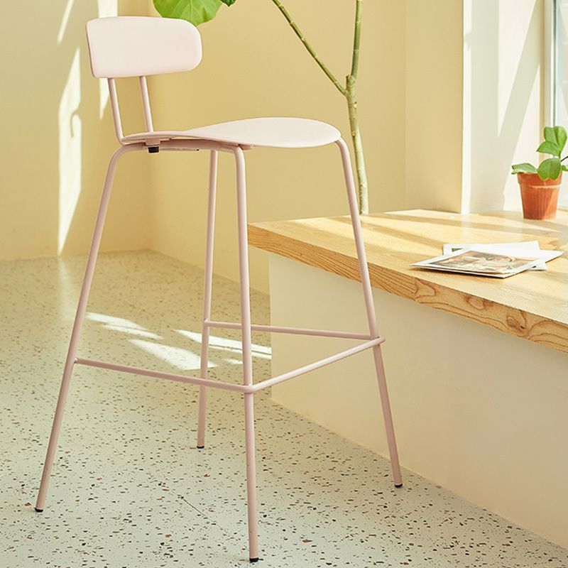 Modern Backrest Armless Counter Stool Metal Bar Stool with Plastic Cushion