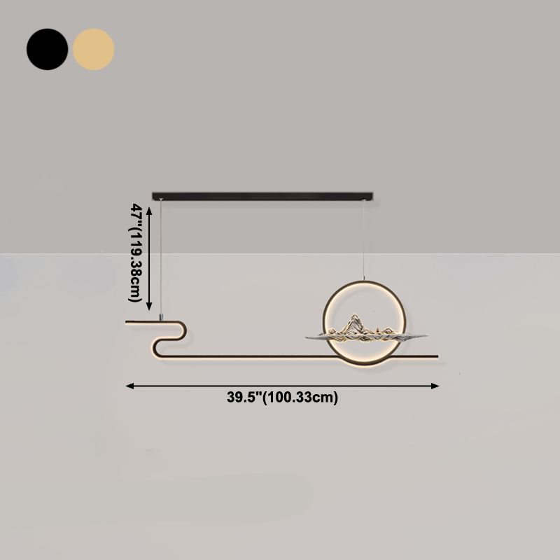 Modern Linear Island Lighting Fixtures Metal 2-Light Pendant Lighting