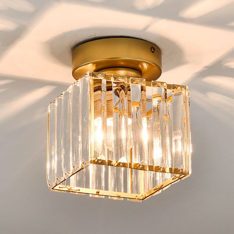 Modern Flush Light Fixtures Crystal Geometric 1 Light Flush Mount Lamp