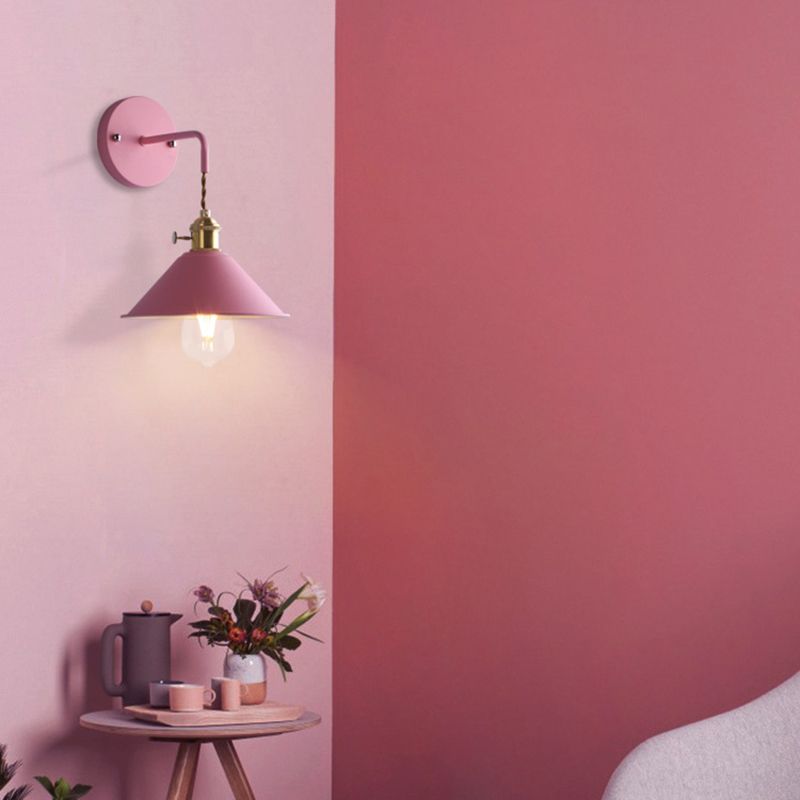 Industrial Cone Wall Light Matte Black Single Metallic for Hallway