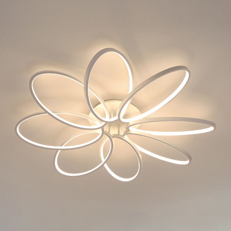 Minimalist Floral Semi Flush Mount Lighting Metal LED Bedroom Ceiling Lighting