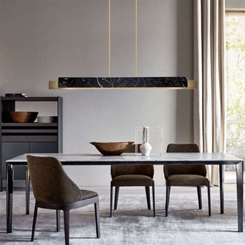 Colgante de la isla recta de latón de la isla de estilo moderno con mármol para el comedor