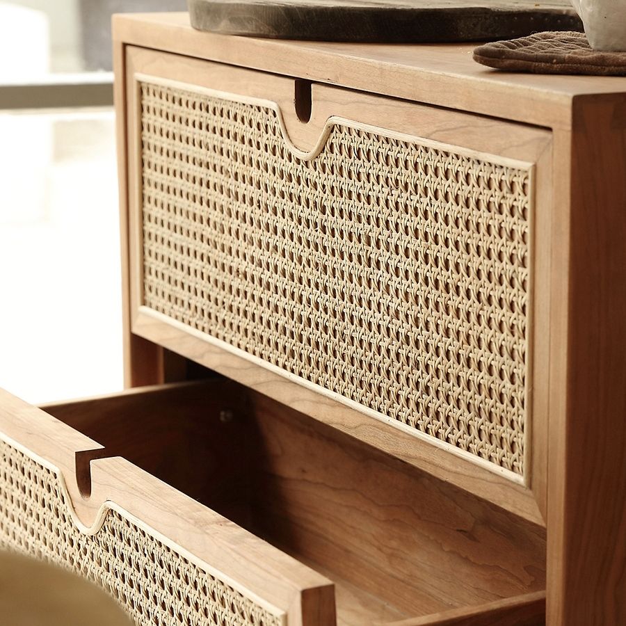 Pine Solid Wood Buffet Modern Natural Living Room Dining Buffet with Drawers