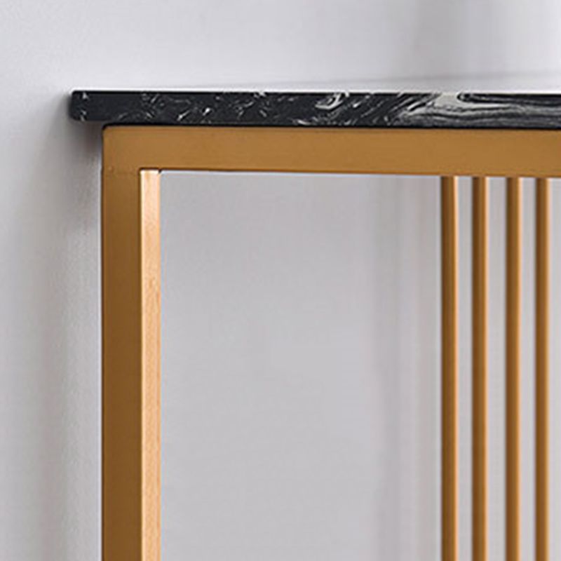 Glam Console Accent Table Antique Finish Sofa Console Table in Marble