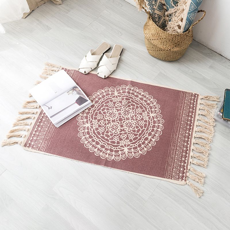 Tapis à imprimé ethnique multicolore Coton Bohemian tapis lavable Rapis intérieur pour le salon