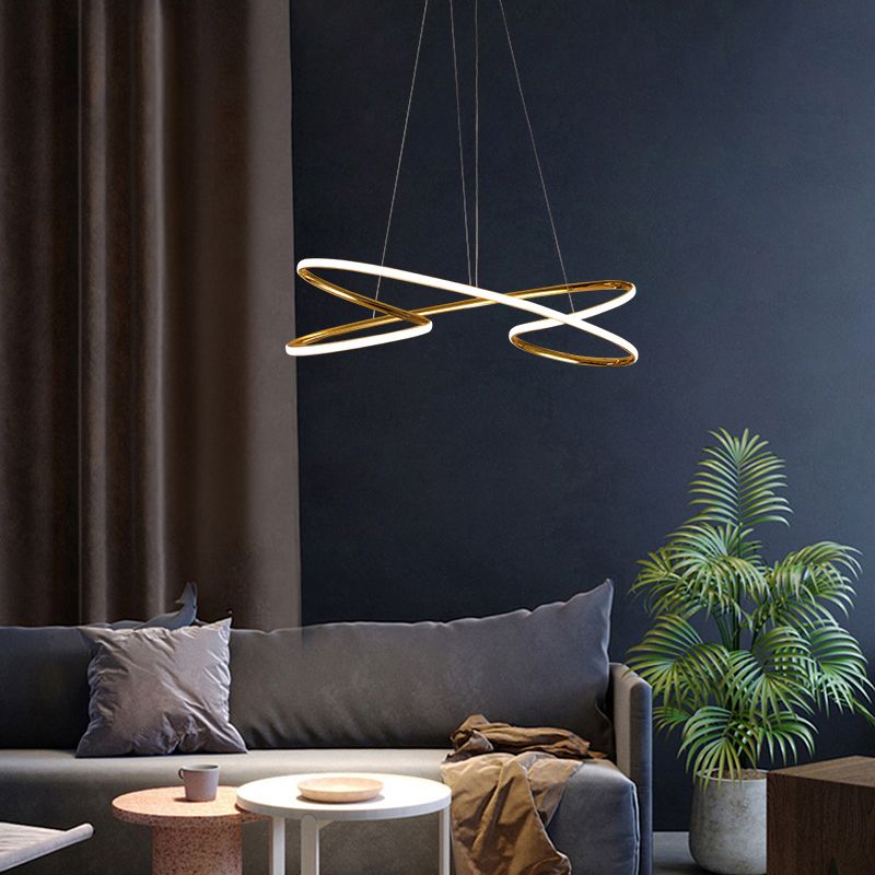 Aluminum Twist Hanging Lamp Artistic LED Chandelier Pendant Light over Dining Table