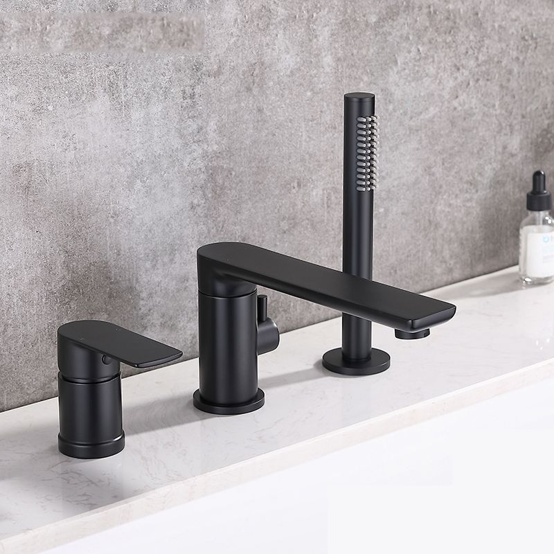 Modern Style Roman Tub Faucet Pure Color Deck-Mount Low Arc Copper Roman Tub Faucet