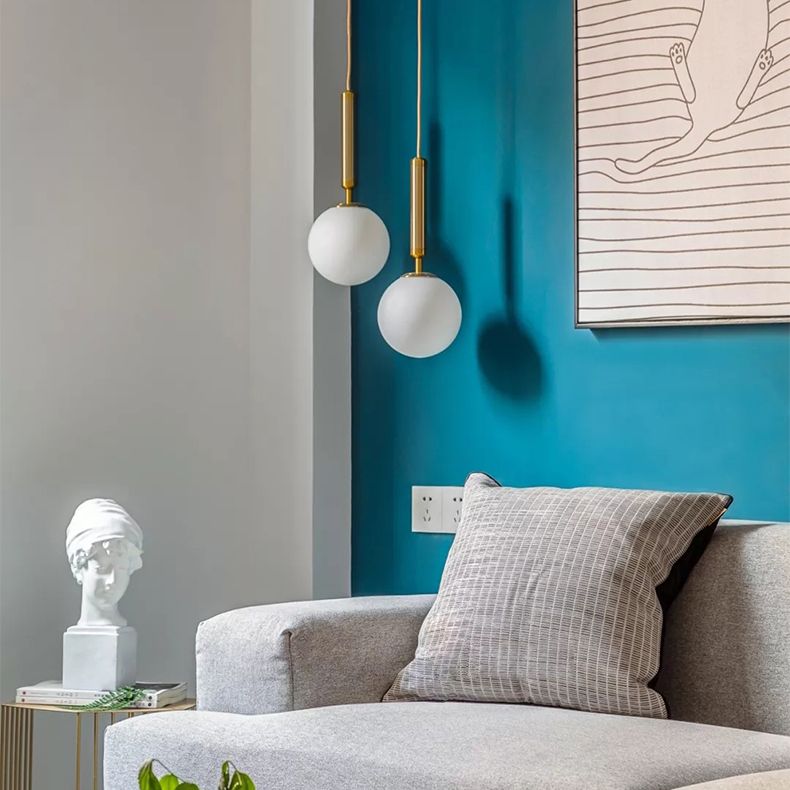 Mitte des Jahrhunderts Design Globe Hanging Lamp Glass Schatten 1 Licht Anhänger Licht für Schlafzimmer