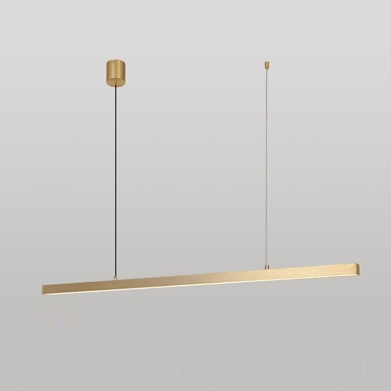 Gold Island Light 1-Light LED Island Hanging Lamp with Acrylic Shade for Living Room