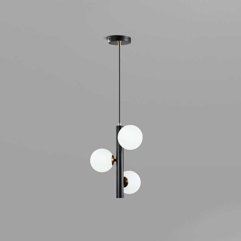 Lumo lampadario lineare nero/nero/oro Simplicità 3 luci Luce a sospensione in vetro bianco