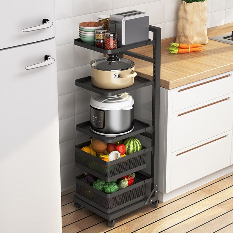 Metal Open Shelves Prep Table Dining Room Rolling Kitchen Trolley