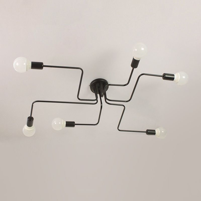 Lámpara de metal Delgada Semi-Vaciado de Luz Lámpara de techo de Loft de Luz en Negro