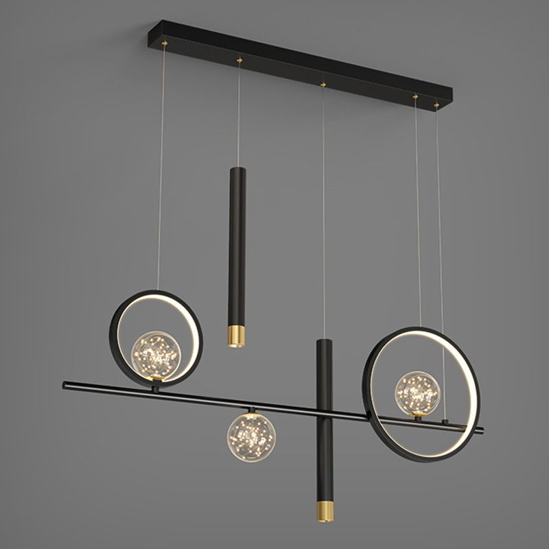 Luce a sospensione dell'isola a led nera nella moderna luce a sospensione lineare in alluminio in alluminio con ombra silicone