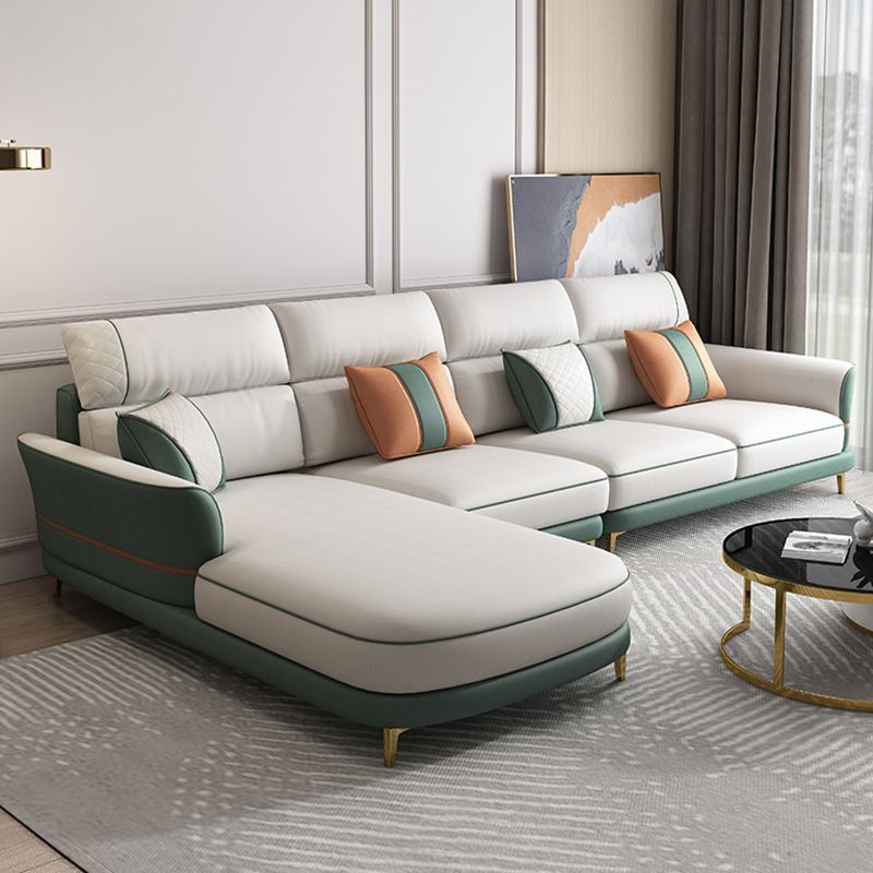 Glam 38.18 " H Faux Leather Flared Arm Sofa & Chaise for Living Room