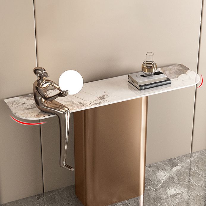 Contemporary Console Accent Table Antique Finish Half Moon Console Table