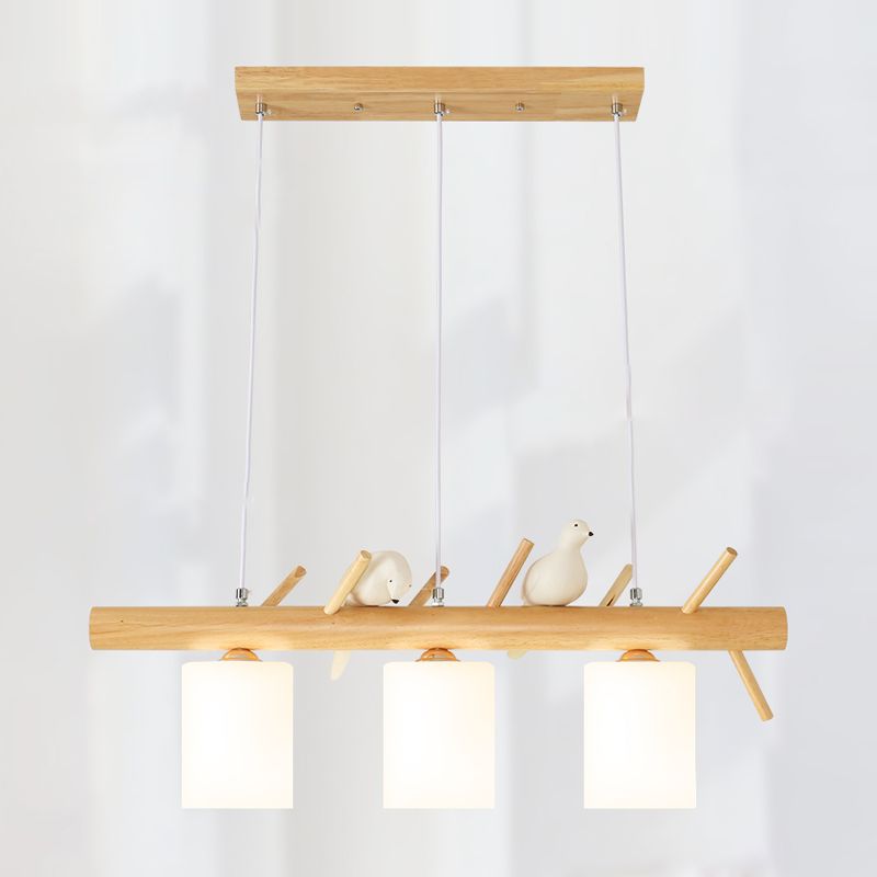 Modern Island Lighting Cylinder Glass Chandelier Light Fixture for Dining Room