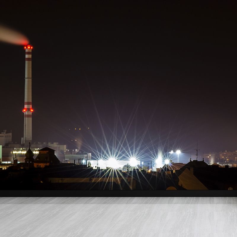 Novelty Beacon at Night Mural Decal for Dining Room, Gray, Custom Size Available