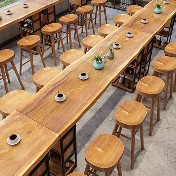 Modern 1/4/9 Pieces Bar Table Set Rectangle Pine Wood Counter Table with High Stools