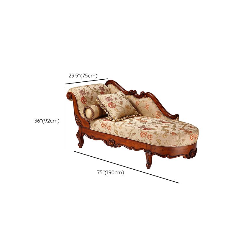 Traditional Floral Chaise Lounge Couch Bedroom Living Room Chaise with Rolled Arms