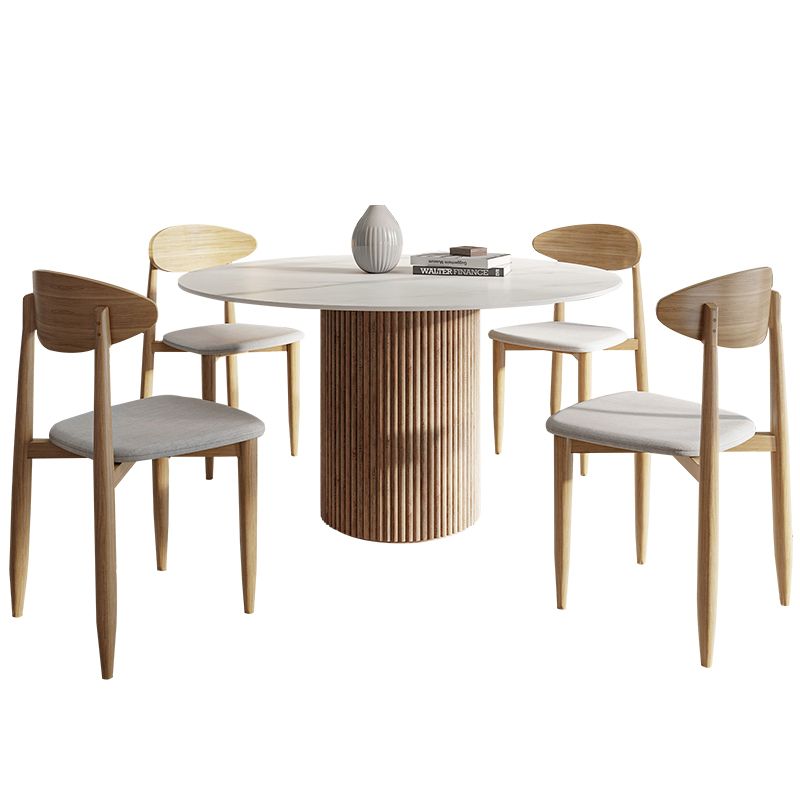 Round Dining Table Contemporary Dining Table with Solid Wood Pedestal