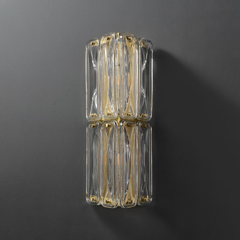 Modern Wall Sconce Metal Geometric Shape Wall Light with Glass Shade for Bedroom