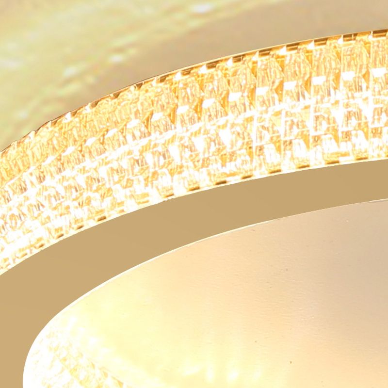 Single Golden Flush Mount Lighting Circle Glass LED Ceiling Light for Bedroom