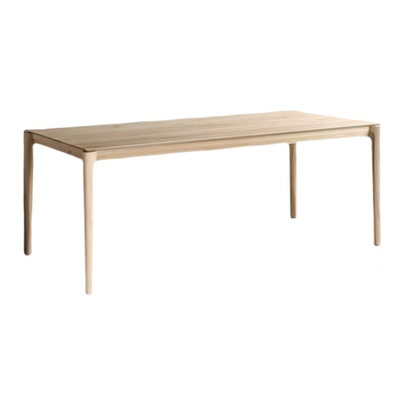 Rectangle Contemporary Dining Table Wood Color Fixed Table with Pinewood Solid Wood