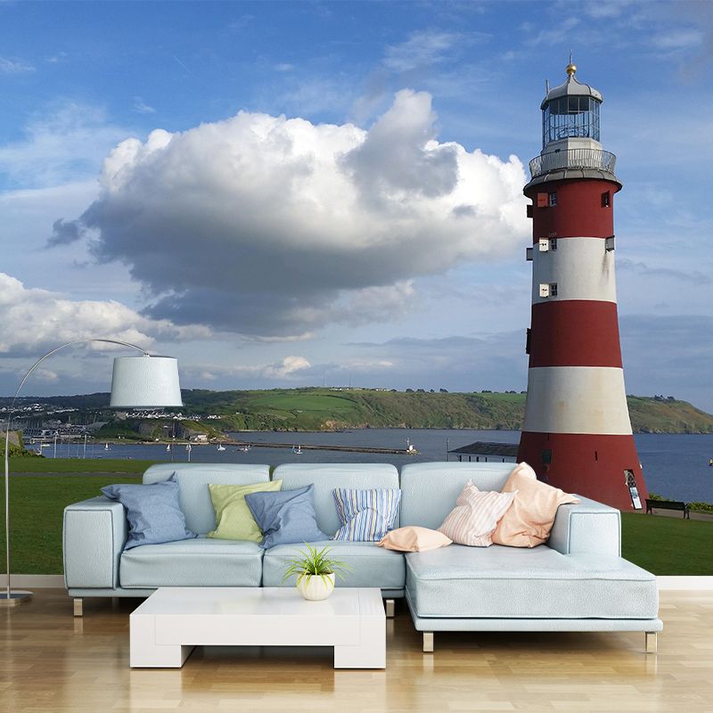 Large Lighthouse Wall Mural Contemporary Mildew Resistant Wall Art for Living Room