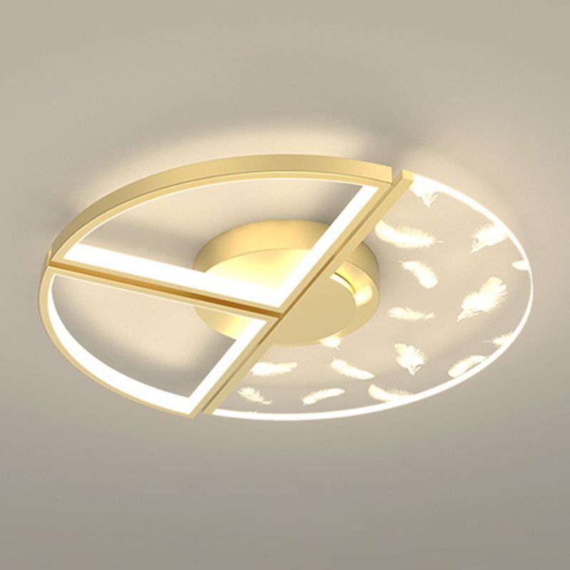 Slaapkamer LED-inbouwlamp Minimalistische gouden plafondlamp met geometrische acrylkap