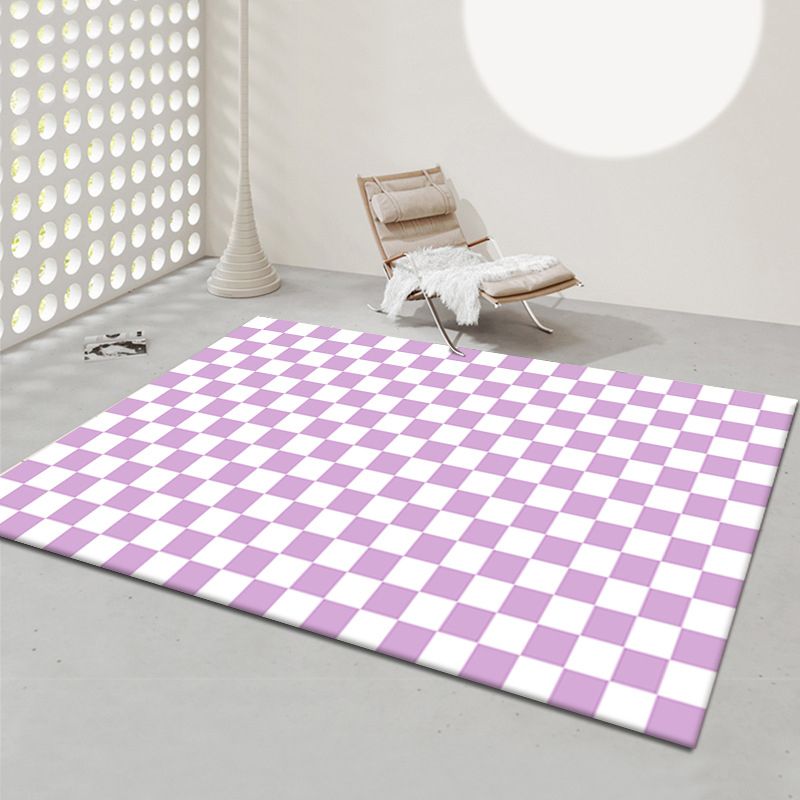 Colorful Lattice Pattern Rug Living Room Carpet Polyester Washable Area Rug