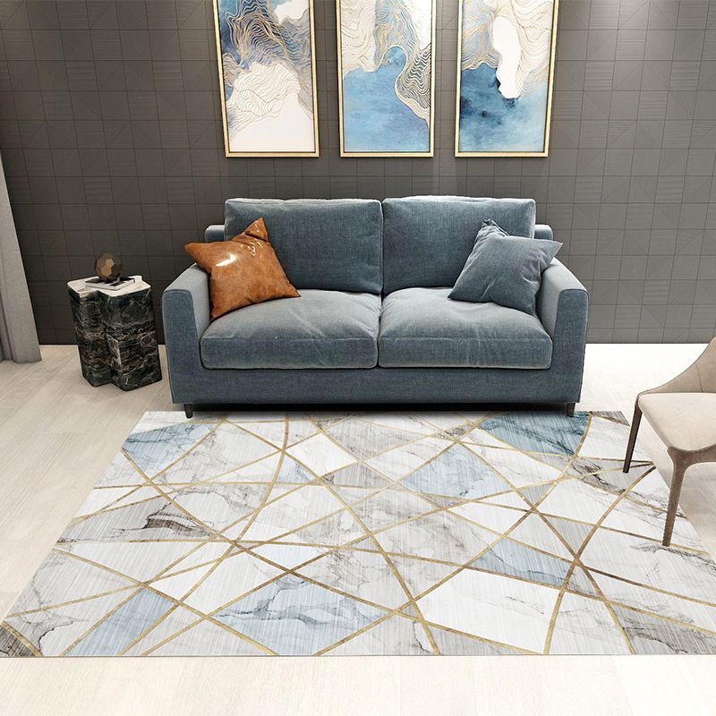 Beige Modern Carpet Geometric Polyester Carpet Washable Carpet for Drawing Room