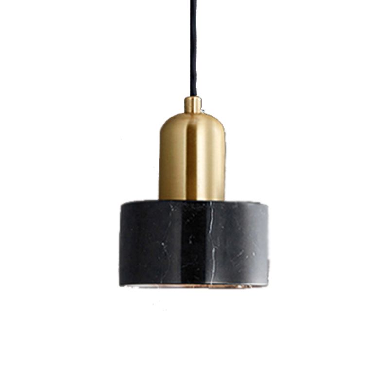 Marble Cylindrical Shape Hanging Lights Modern Style 1-Light Hanging Mount for Restaurant