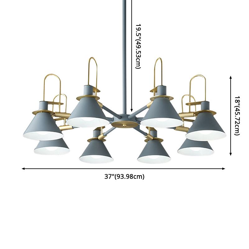 Conical Chandelier Pendant Light Minimalist Style Metal Living Room Suspension Light