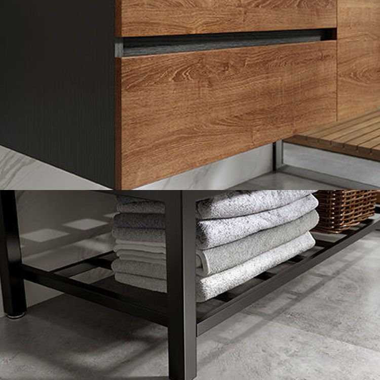 Traditional Sink Vanity Wooden Vanity Cabinet with Mirror Cabinet